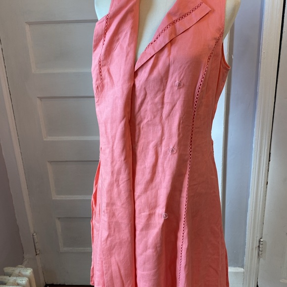 Jones New York Peach Linen Belted Wrap Dress, Size 8 - Picture 11 of 17